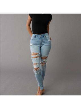 NWT American Eagle Next Level Curvy High-Waisted Ripped Jegging 2